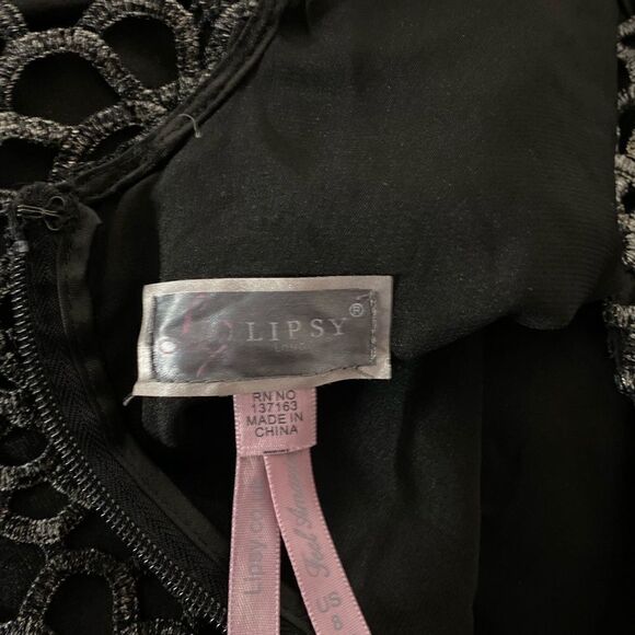 #131 LIPSY UK Black & Pewter Cocktail Dress - Picture 8 of 12